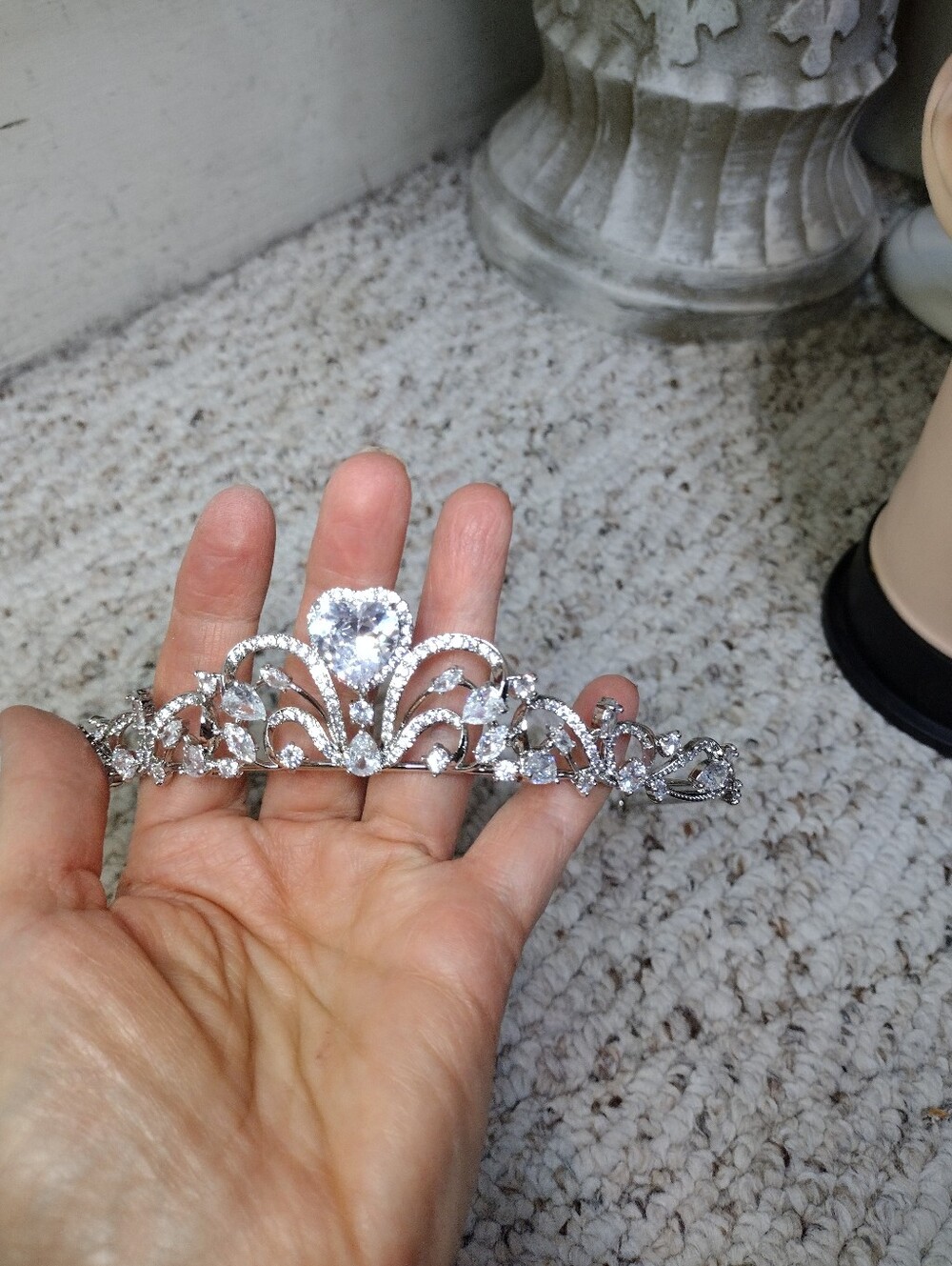 Believe By Brilliance Silver & Heart Shaped Cubic Zirconia Bridal Tiara - Picture 5 of 10